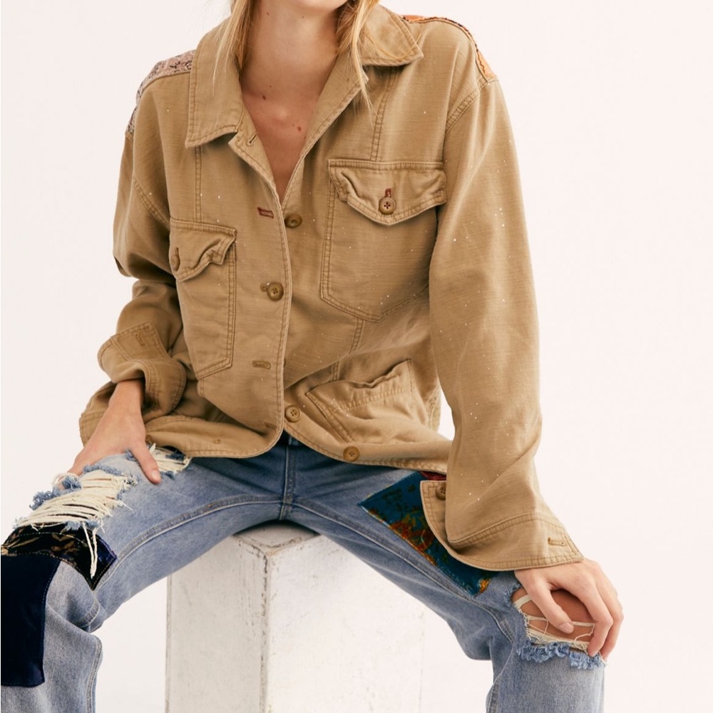 Free People We the Free Swept Up Bandana Shirt Jacket - Picture 2 of 11